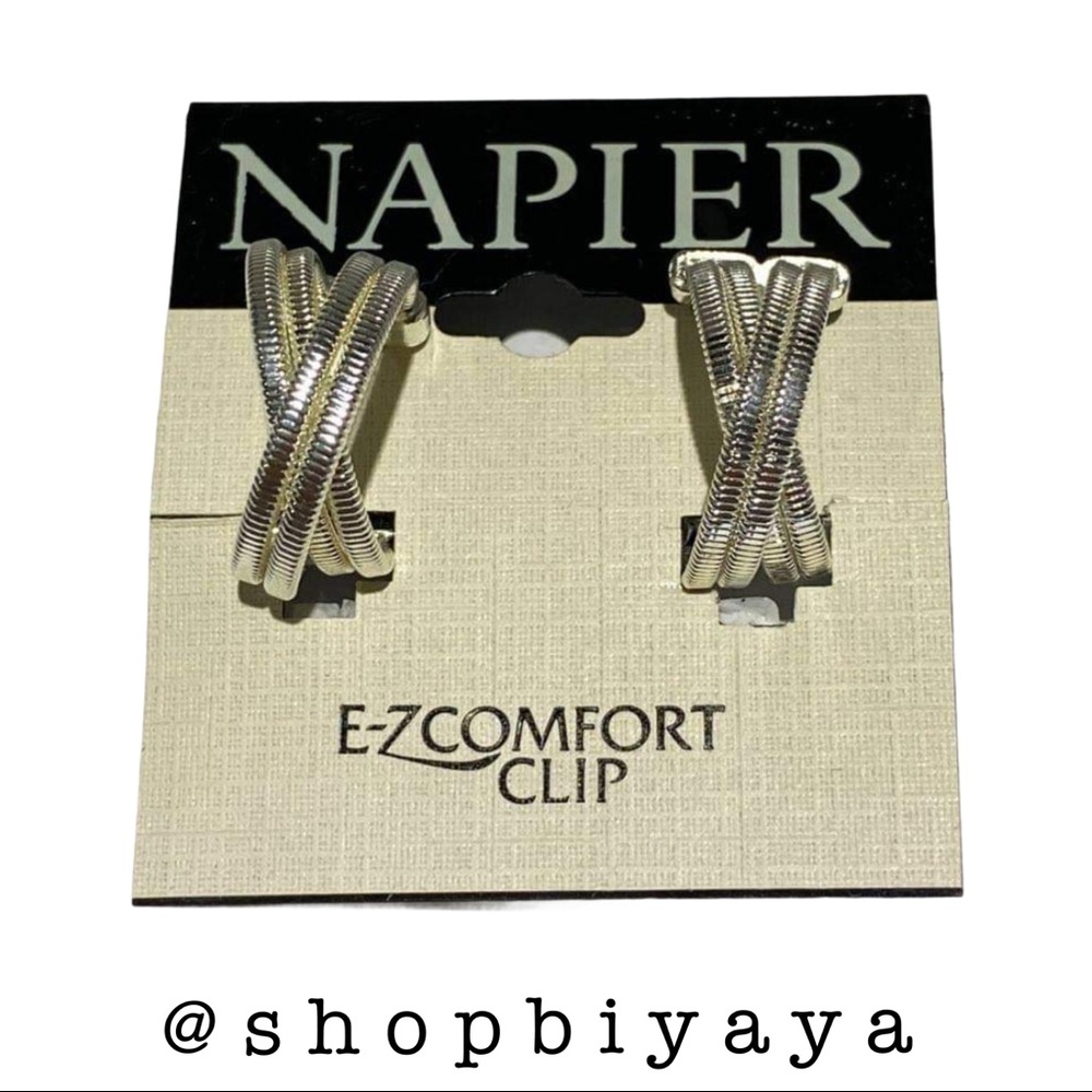 Napier Silver Criss Cross Beyoncé Clip On Earrings